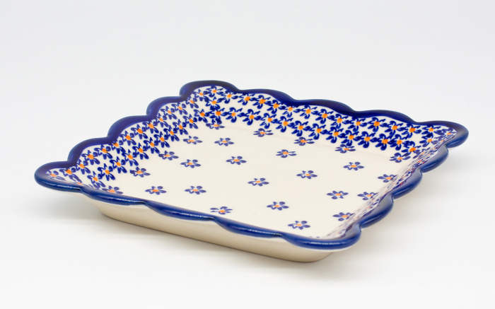 Farfurie patrata mica Blue Field, ceramica smaltuita, pictata manual, 16,4 x 16,4 cm [2]