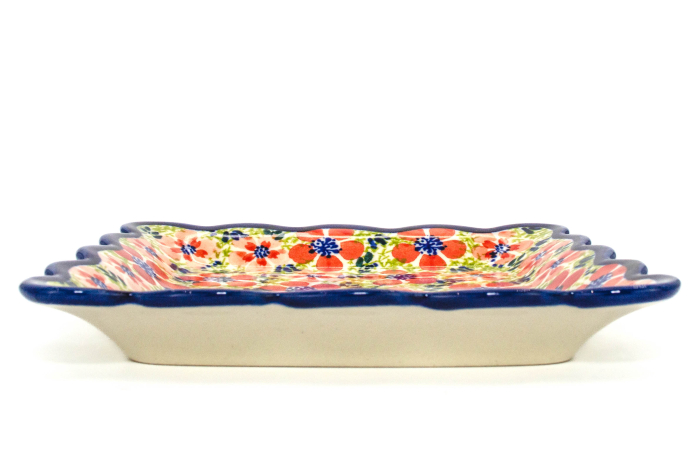 Farfurie patrata mica Fire Poppies, ceramica smaltuita, pictata manual, 16,4 x 16,4 cm [4]