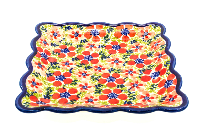 Farfurie patrata mica Fire Poppies, ceramica smaltuita, pictata manual, 16,4 x 16,4 cm [5]