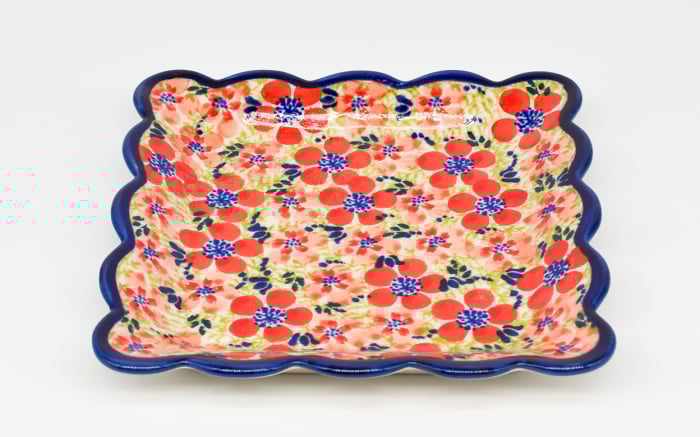 Farfurie patrata mica Fire Poppies, ceramica smaltuita, pictata manual, 16,4 x 16,4 cm [5]