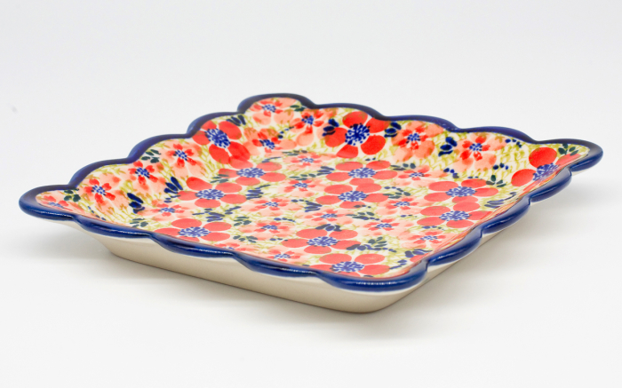 Farfurie patrata mica Fire Poppies, ceramica smaltuita, pictata manual, 16,4 x 16,4 cm [3]