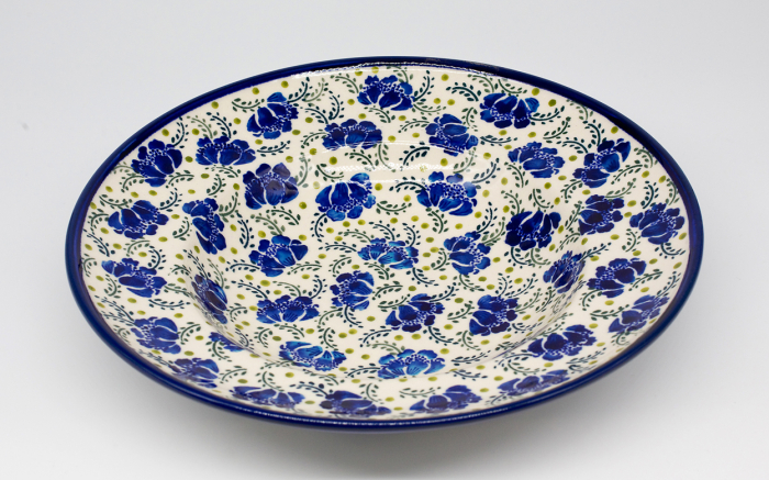 Farfurie rotunda adanca Blue and Green, ceramica smaltuita, pictata manual, 28,5 cm [2]