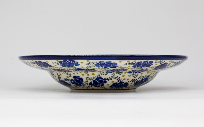 Farfurie rotunda adanca Blue and Green, ceramica smaltuita, pictata manual, 28,5 cm [3]