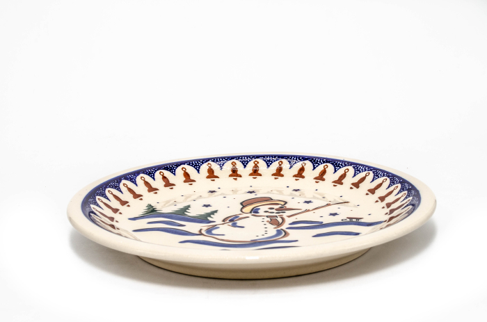 Farfurie rotunda intinsa Frosty Snowman, ceramica smaltuita, pictata manual, 24,0 cm [4]