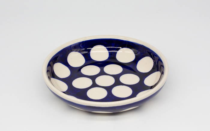 Farfurie rotunda mica White Dots, ceramica smaltuita, pictata manual, 15,8 cm [3]