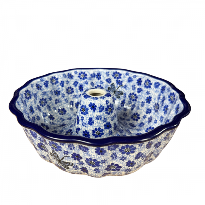 Forma de copt Panettone, Butterfly Dance, ceramica smaltuita, pictat manual, diametru 27cm [4]