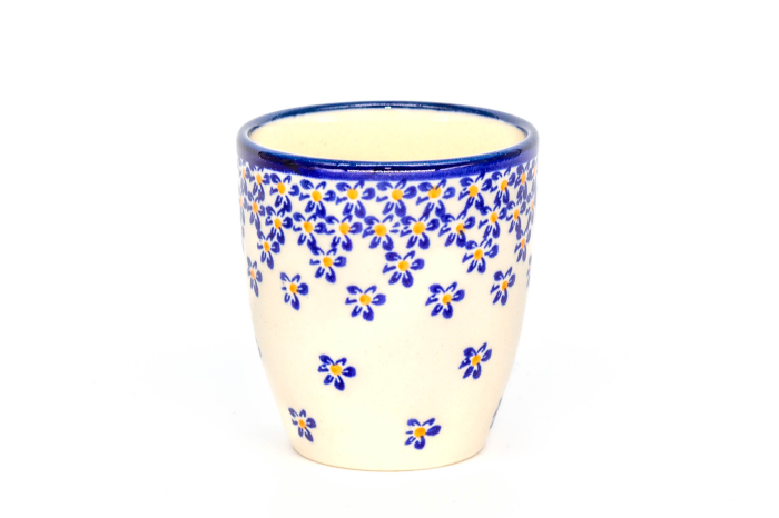 Pahar pentru ceai Blue Field, ceramica smaltuita, pictat manual, 180 ml [4]