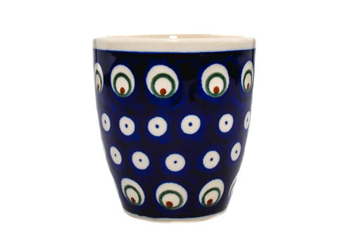 Pahar pentru ceai Blue Peacock Eyes, ceramica smaltuita, pictat manual, 180 ml [5]