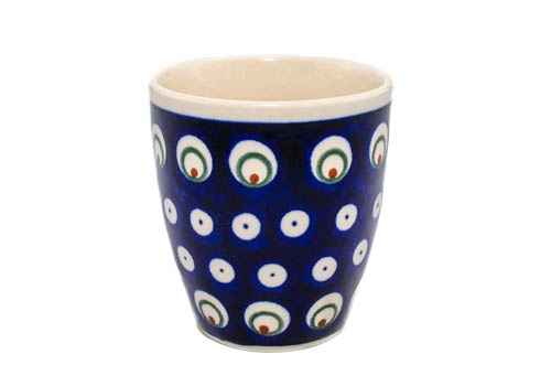 Pahar pentru ceai Blue Peacock Eyes, ceramica smaltuita, pictat manual, 180 ml [4]