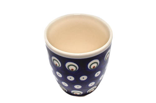 Pahar pentru ceai Blue Peacock Eyes, ceramica smaltuita, pictat manual, 180 ml [3]