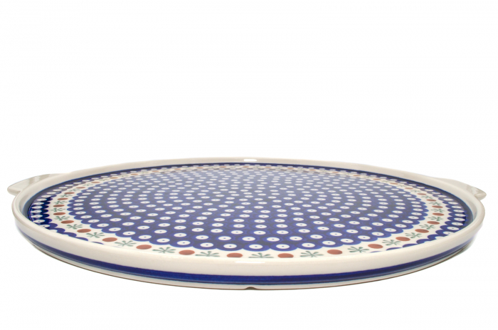 Piatra de copt Blue Eyes Festive, ceramica smaltuita, pictata manual, diametru 40,0 x43,0 cm [3]