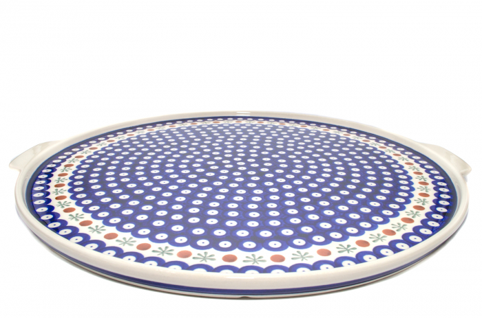 Piatra de copt Blue Eyes Festive, ceramica smaltuita, pictata manual, diametru 40,0 x43,0 cm [2]