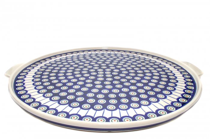 Piatra de copt Peacock Eyes , ceramica smaltuita, pictata manual, diametru 40,0 x43,0 cm [2]