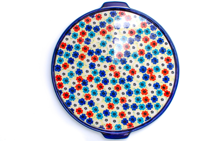 Piatra de copt pizza, ceramica smaltuita, pictata manual, diametru 40,0 x43,0 cm [3]