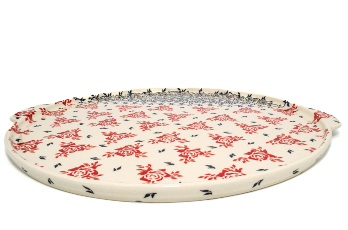 Piatra de copt pizza, ceramica smaltuita, pictata manual, diametru 40,0 x43,0 cm [2]
