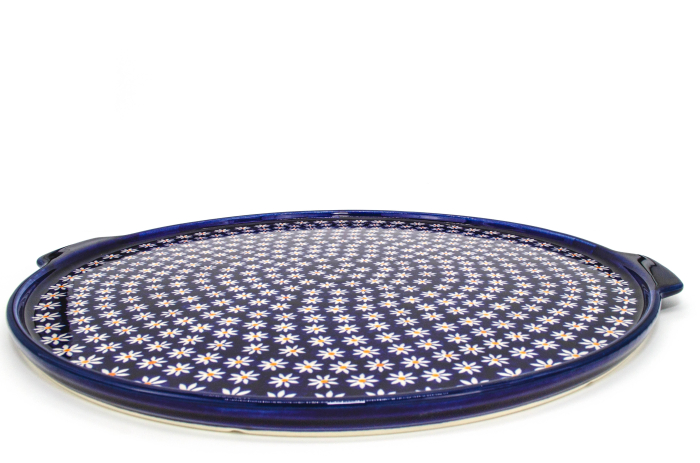 Piatra de copt pizza, Daisy Bouquet, ceramica smaltuita, pictata manual, diametru 40,0 x43,0 cm [4]