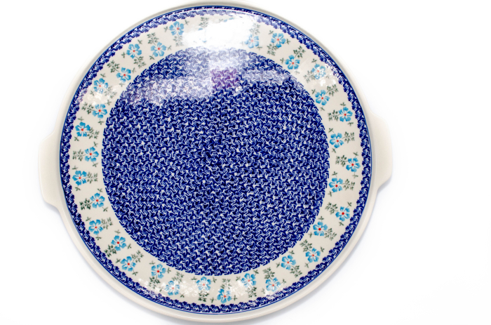Piatra de copt pizza Forget-me-nots, ceramica smaltuita, pictata manual, diametru 40,0 x43,0 cm [3]