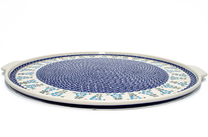 Piatra de copt pizza Forget-me-nots, ceramica smaltuita, pictata manual, diametru 40,0 x43,0 cm [2]
