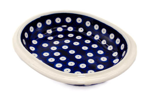 Platou / bol oval pentru servire Blue Eyes, ceramica smaltuita, pictat manual, 15,0 x 18,0 cm [3]