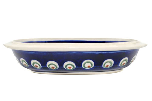 Platou / bol oval pentru servire Blue Peacock Eyes, ceramica smaltuita, pictat manual, 15,0 x 18,0 cm [6]