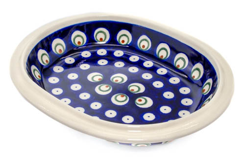 Platou / bol oval pentru servire Blue Peacock Eyes, ceramica smaltuita, pictat manual, 15,0 x 18,0 cm [3]