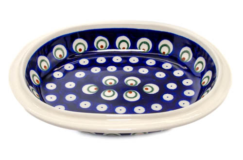 Platou / bol oval pentru servire Blue Peacock Eyes, ceramica smaltuita, pictat manual, 15,0 x 18,0 cm [4]