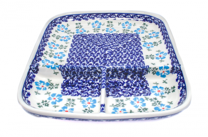 Platou ceramica Forget-me-nots, smaltuit, pictat manual, 25,0 x 21,0 cm [3]