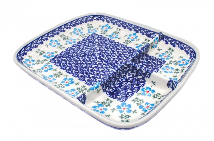 Platou ceramica Forget-me-nots, smaltuit, pictat manual, 25,0 x 21,0 cm [2]