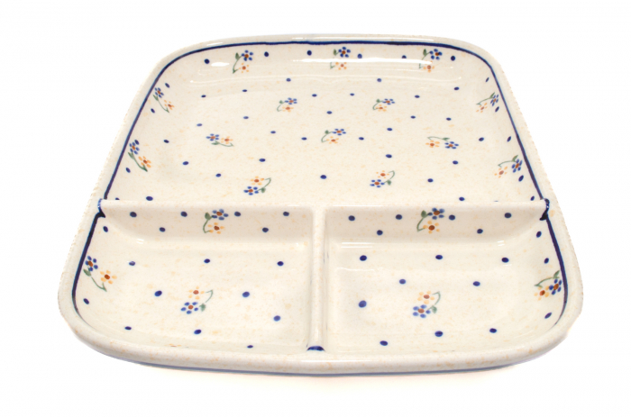Platou ceramica Little Flowers, smaltuit, pictat manual, 25,0 x 21,0cm [4]
