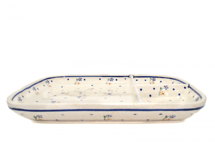 Platou ceramica Little Flowers, smaltuit, pictat manual, 25,0 x 21,0cm [6]