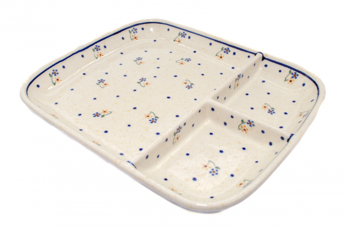 Platou ceramica Little Flowers, smaltuit, pictat manual, 25,0 x 21,0cm [3]