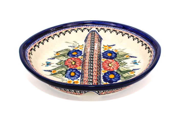 Platou ceramica Poppy Fountain, smaltuit, pictat manual, 26,0 x 22,9 cm [2]