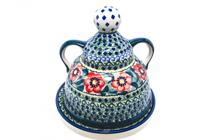 Platou cu capac  "figurina" pentru branzeturi / unt, Diamond Fantasy, ceramica smaltuita, pictata manual, 11,0 x 19,0 cm [9]