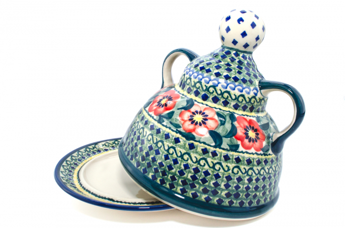 Platou cu capac  "figurina" pentru branzeturi / unt, Diamond Fantasy, ceramica smaltuita, pictata manual, 11,0 x 19,0 cm [7]