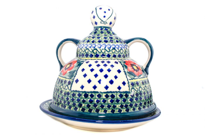 Platou cu capac  "figurina" pentru branzeturi / unt, Diamond Fantasy, ceramica smaltuita, pictata manual, 11,0 x 19,0 cm [4]