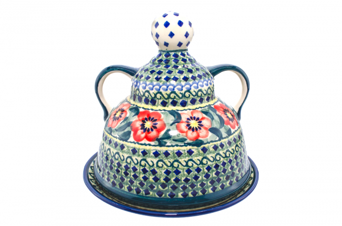 Platou cu capac  "figurina" pentru branzeturi / unt, Diamond Fantasy, ceramica smaltuita, pictata manual, 11,0 x 19,0 cm [3]