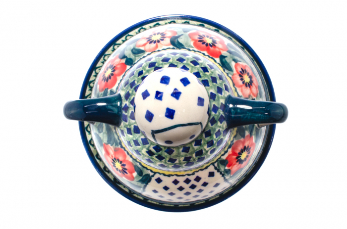 Platou cu capac  "figurina" pentru branzeturi / unt, Diamond Fantasy, ceramica smaltuita, pictata manual, 11,0 x 19,0 cm [8]