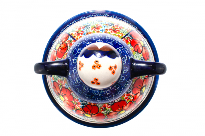 Platou cu capac  "figurina" pentru branzeturi / unt, Mother’s Garden, ceramica smaltuita, pictata manual, 11,0 x 19,0 cm [9]