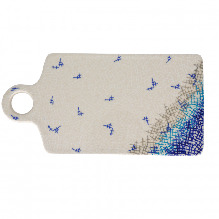 Platou dreptunghiular pentru branzeturi Day & Night, ceramica smaltuita, pictat manual, 14,3 x 28,5 cm [2]