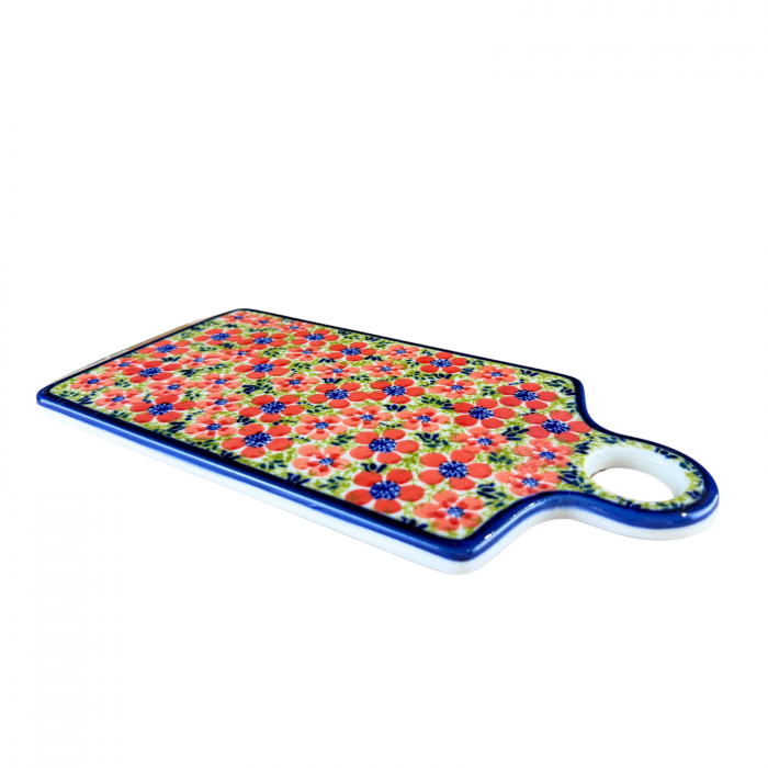 Platou dreptunghiular pentru branzeturi Fire Poppies, ceramica smaltuita, pictat manual, 14,3 x 28,5 cm [3]