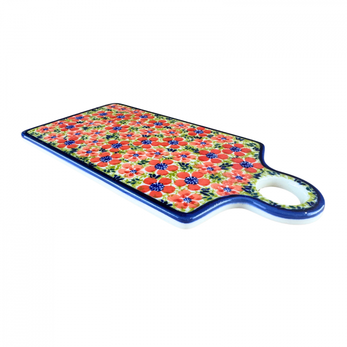 Platou dreptunghiular pentru branzeturi Fire Poppies, ceramica smaltuita, pictat manual, 14,3 x 28,5 cm [5]