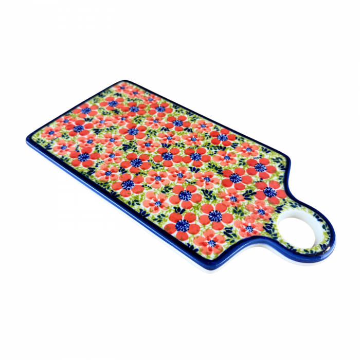 Platou dreptunghiular pentru branzeturi Fire Poppies, ceramica smaltuita, pictat manual, 14,3 x 28,5 cm [4]