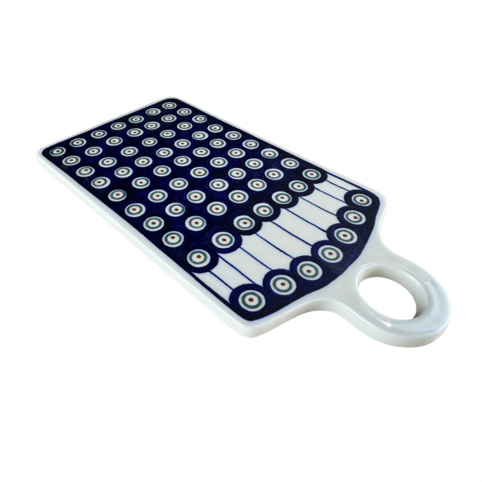 Platou dreptunghiular pentru branzeturi Peacock Eyes, ceramica smaltuita, pictat manual, 14,3 x 28,5 cm [7]