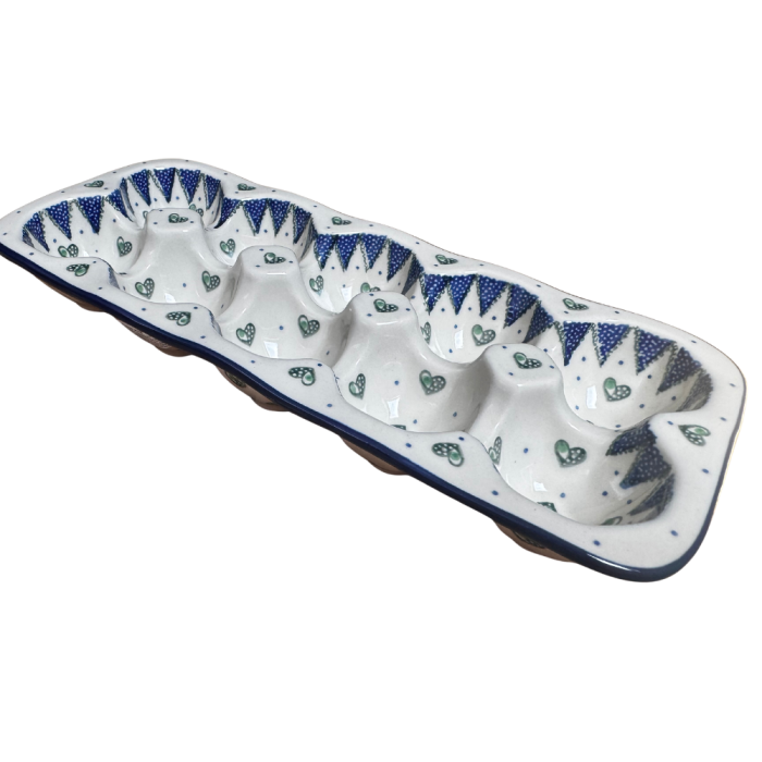 Platou dreptunghiular pentru oua Wild Heart, ceramica smaltuita, pictat manual [3]