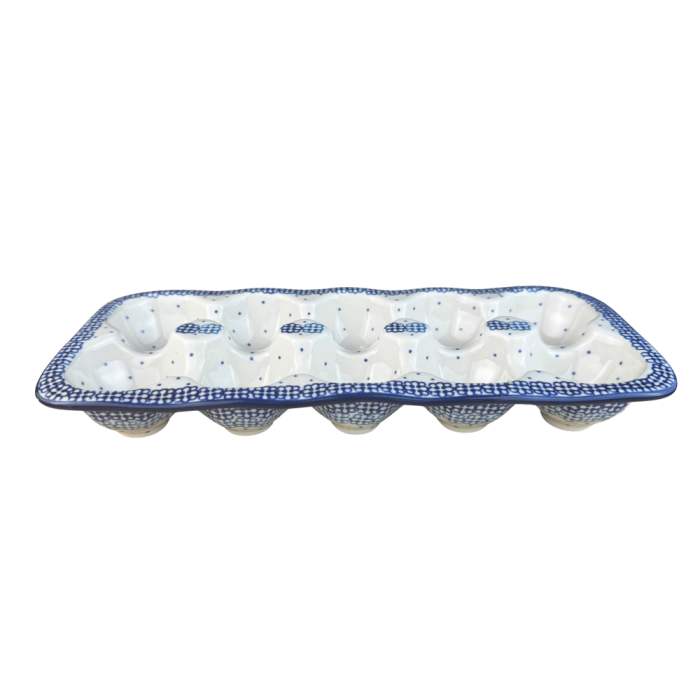 Platou dreptunghiular pentru oua Morning Glory, ceramica smaltuita, pictat manual [5]
