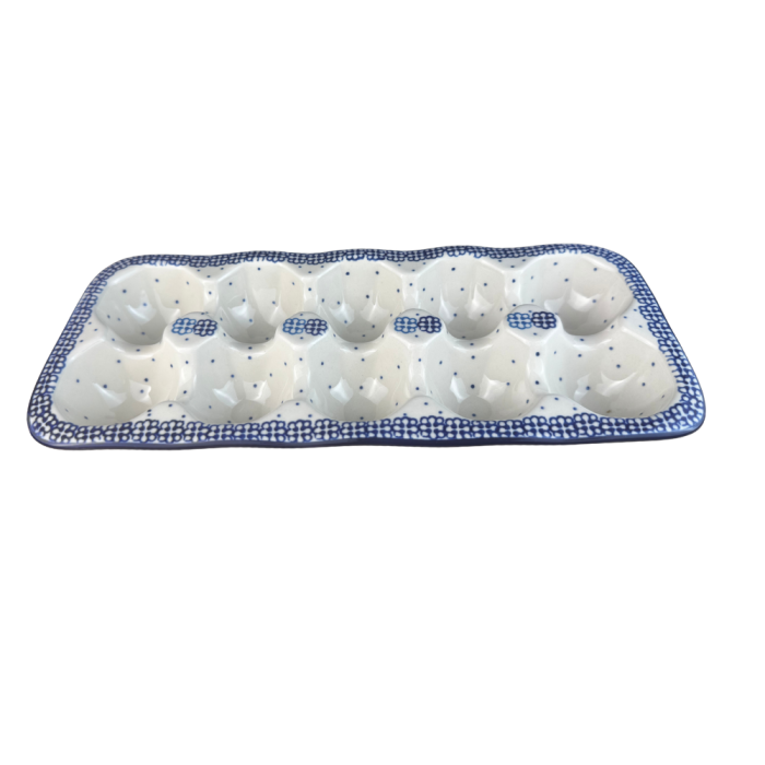 Platou dreptunghiular pentru oua Morning Glory, ceramica smaltuita, pictat manual [2]