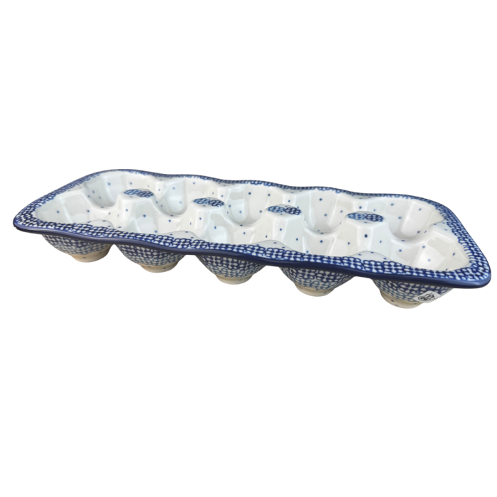 Platou dreptunghiular pentru oua Morning Glory, ceramica smaltuita, pictat manual [4]