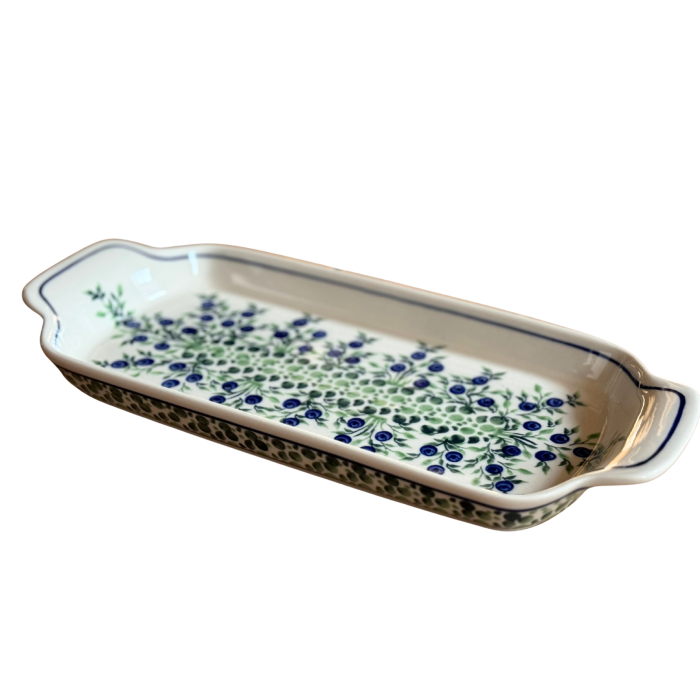 Platou dreptunghiular pentru servire Berries, ceramica smaltuita, pictat manual, 14,8 x 33,4 cm [7]