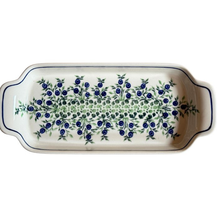 Platou dreptunghiular pentru servire Berries, ceramica smaltuita, pictat manual, 14,8 x 33,4 cm [2]