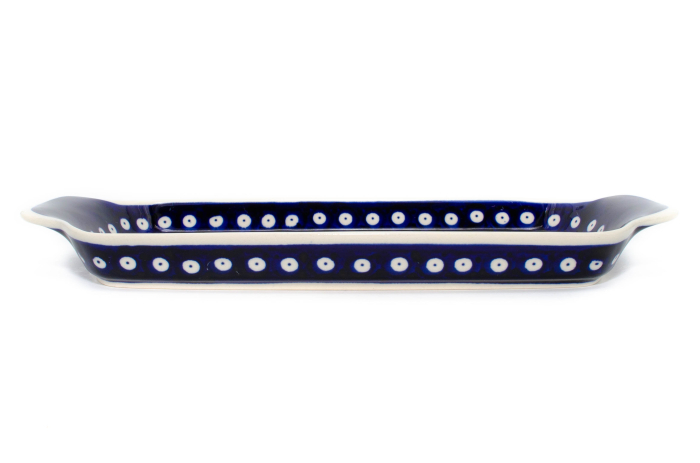 Platou dreptunghiular pentru servire Blue Eyes, ceramica smaltuita, pictat manual, 14,8 x 33,4 cm [5]